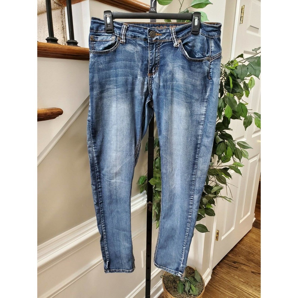 Gogo Stars Women Denim Blue Cotton Mid Rise Skinny Leg Casual Jeans Pant Size 13